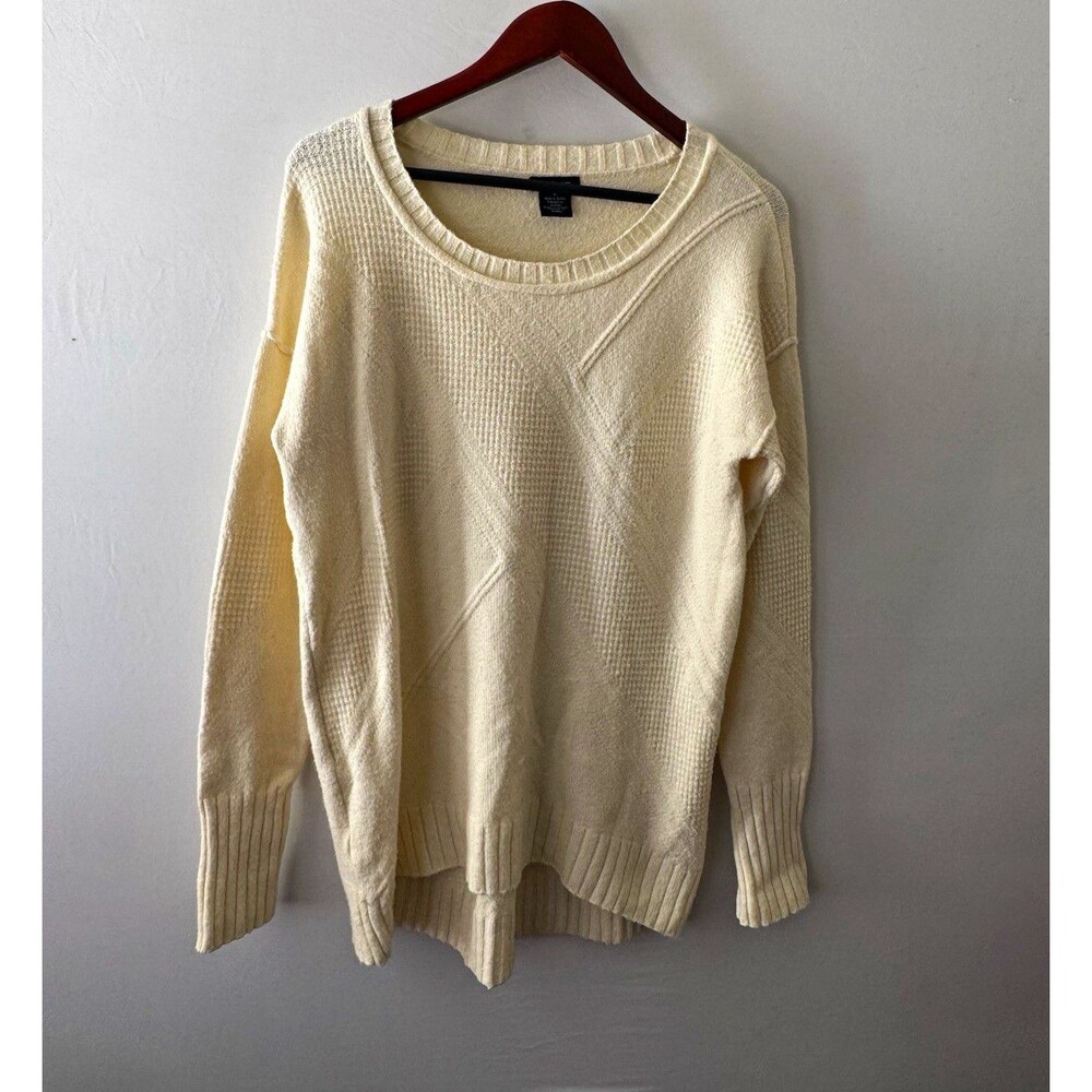Calvin Klein Jeans Sweater Mens M Beige Knit Crewneck Pullover Solid Long Sleeve